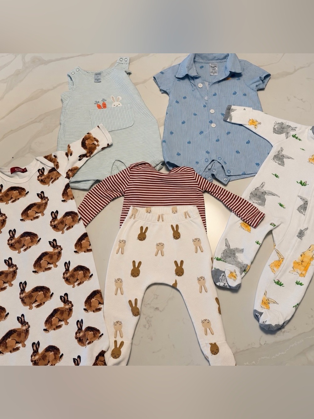 3M Easter Bunny Baby Clothing Bundle – Old Navy, Carter’s + Milkbarn – 6 Pieces